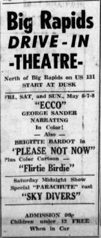 Big Rapids Drive-In Theatre - 5 May 1966 Ad (newer photo)